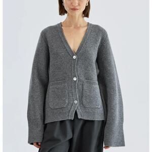 Almina Concept V Neck Gray Cardigan
